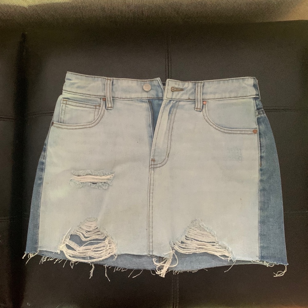 PacSun Faded Two Toned Jean Denim Skirt